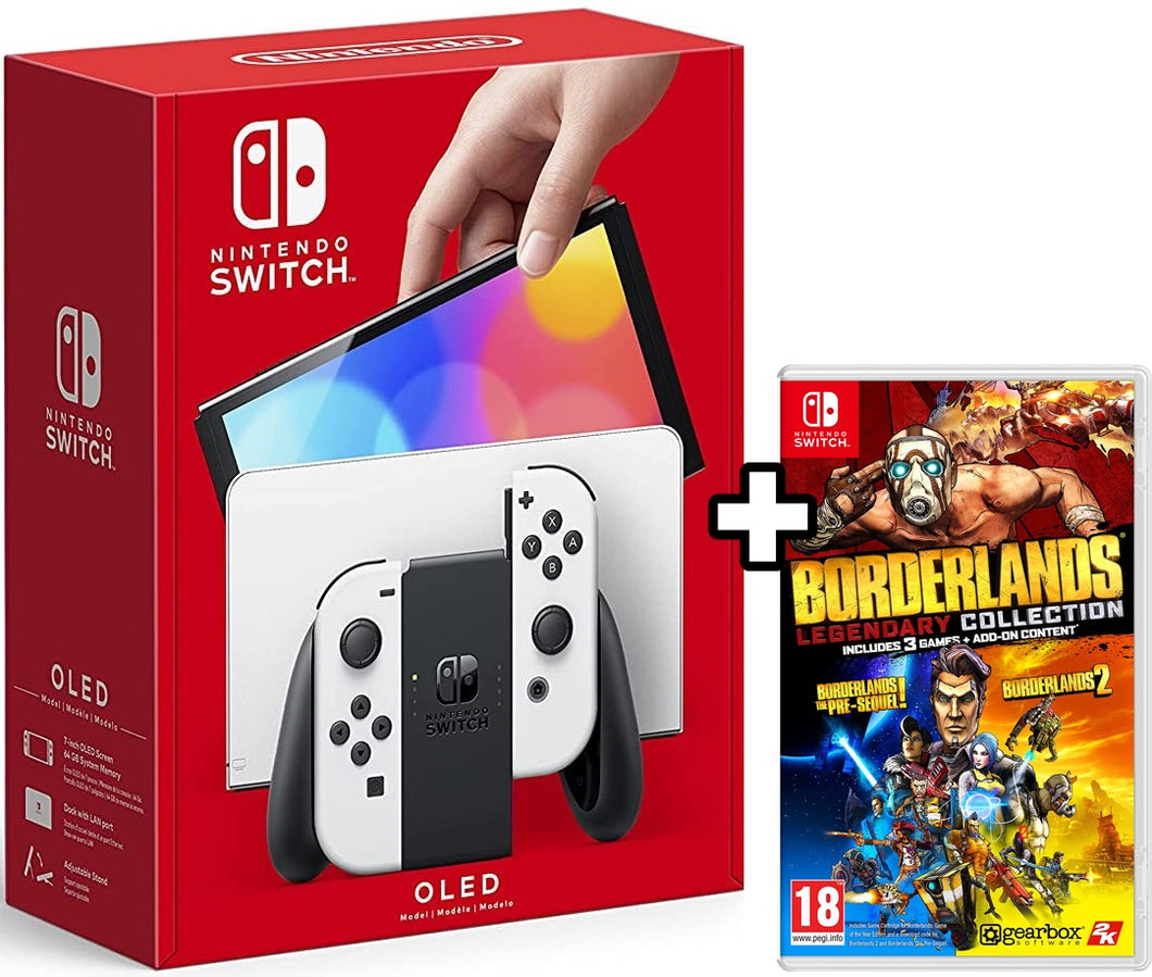 Nintendo Switch (OLED model) w/ White Joy-Con + BORDERLANDS Legendary Collection Bundle