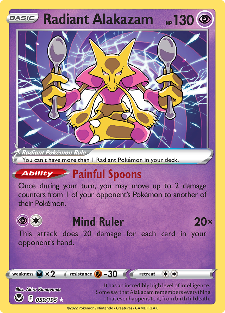 Pokémon TCG: Radiant Alakazam 059/195 - Sword & Shield Silver Tempest