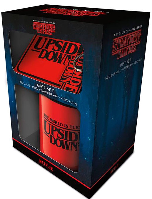 Stranger Things "The World Is Turning Upside Down" mug + keychain + coaster gift pack