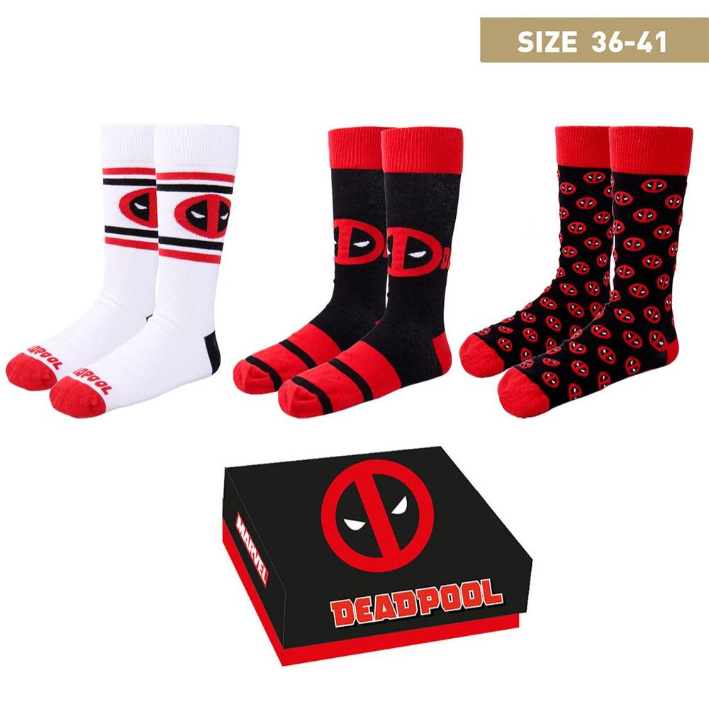 Marvel - Deadpool socks gift pack (3 pairs) - Size 36-41