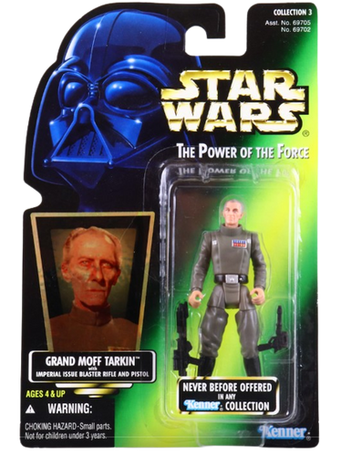 Star Wars 1996 Power of the Force Figure: Grand Moff Tarkin (with Imperial issue Blaster Rifle and Pistol) 9.5cm