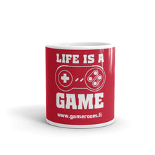 Load image into Gallery viewer, LIFE IS A GAME White&amp;Red glossy mug
