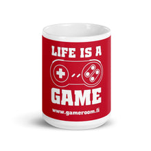 Load image into Gallery viewer, LIFE IS A GAME White&amp;Red glossy mug
